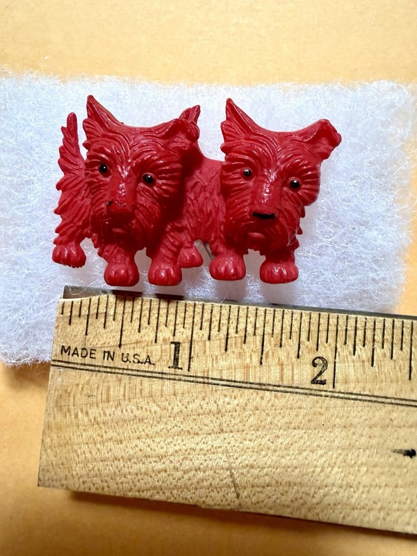 Vintage Red Scottie Dog Brooch Japan Lucite Plastic 1.75" Figural Pin