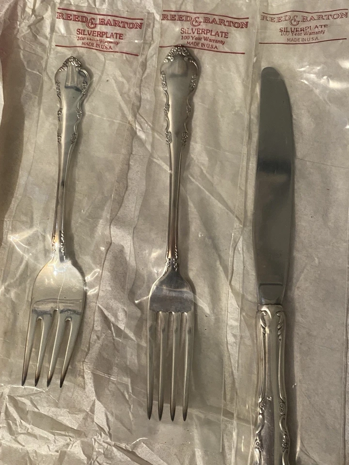 Juego de 5 placas de plata Reed And Barton hechas en uso 100 años de garantía con caja Foto 2 de 4