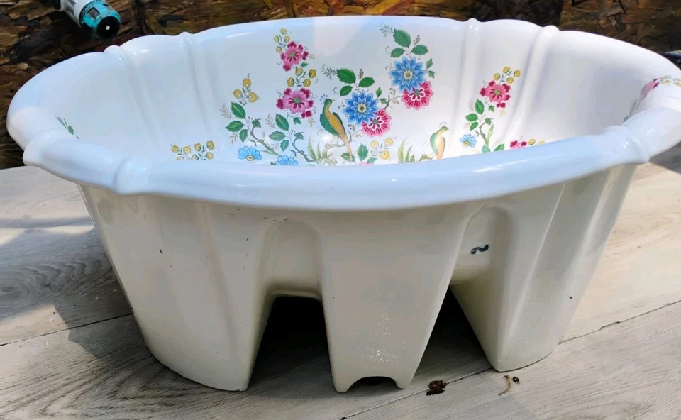 ITALIA VINTAGE GIORGIO PINTADO A MANO/PORCELANA FLORAL ¡FREGADERO DE BAÑO!! Foto 3 de 3