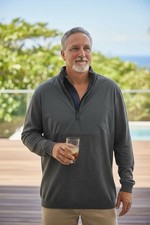 NEW Perry Ellis Men's GRAY Size XL Motion Nylon Pieced Quarter Zip Sweater NEW