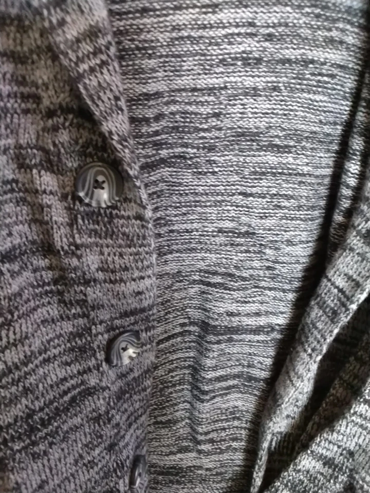 Cárdigan suéter para hombre talla XLarge parches en el codo gris algodón tejido trapo americano Foto 4 de 4