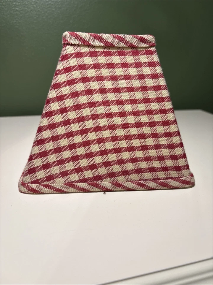 Primitive Country, tela de cabaña, pantalla cuadrada roja/bronceada a cuadros Foto 2 de 4