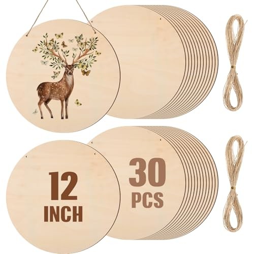 Pcs 12 Inch Wood Rounds for Crafts Unfinished Blank Wooden Circle Signs 30