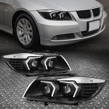 Black Led Drl Switchback Projector Headlight For 05-08 Bmw E90 3-series Sdean