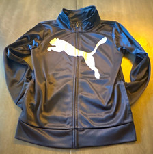 PUMA Boys S Full Zip Track Jacket Stand-Up Collar White Logo