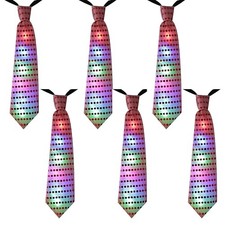 6PCS LED Sequin Necktie Electric Bright Light Up Men's Bow Red Tie 6 Pieces