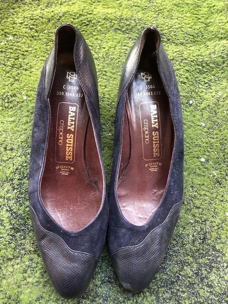 Women Bally Heels Navy Suede 38