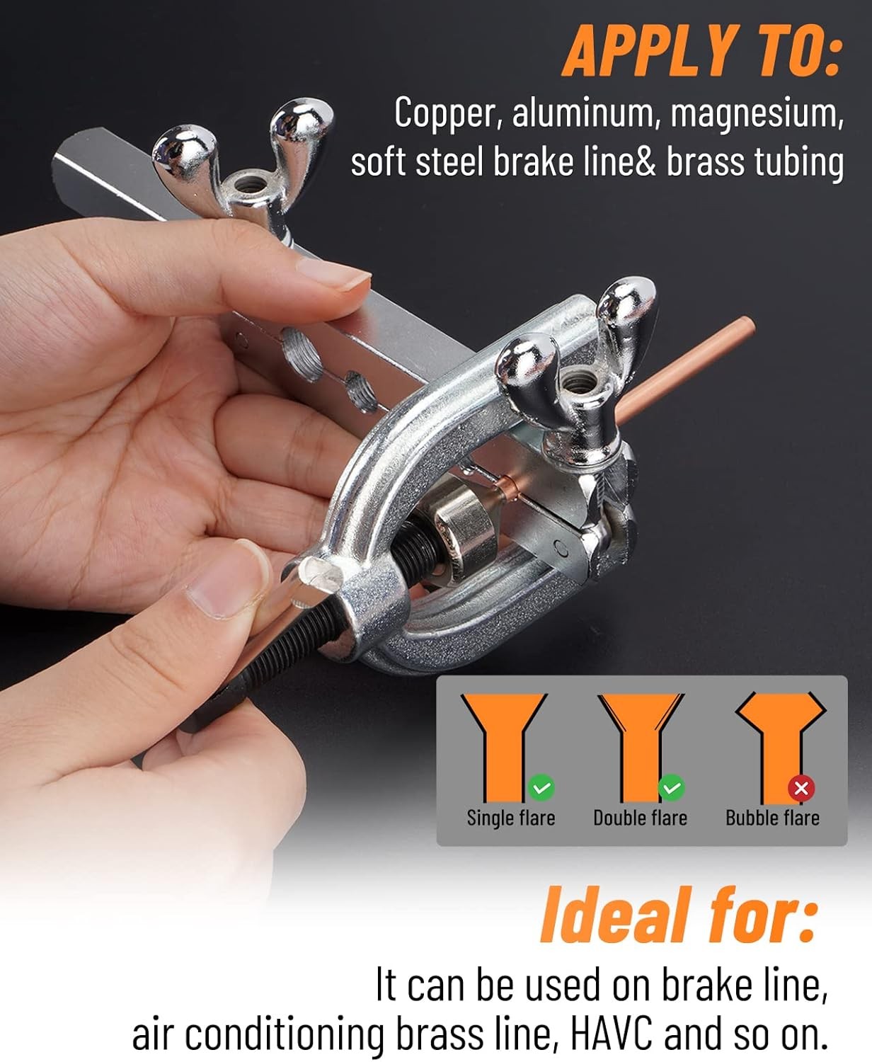 New 25ft 3/16 + 1/4 Copper Coated Brake Line & Double & Single Flaring Tool Kit