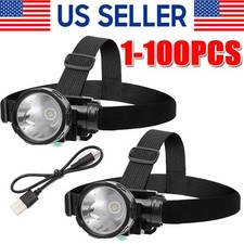 Led Headlight Miner Mining Lamp Torch Camping Fishing Bright Rechargable Light