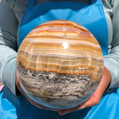 8.22LB Natural Striped Agate Ball Quartz Crystal Sphere reiki healing