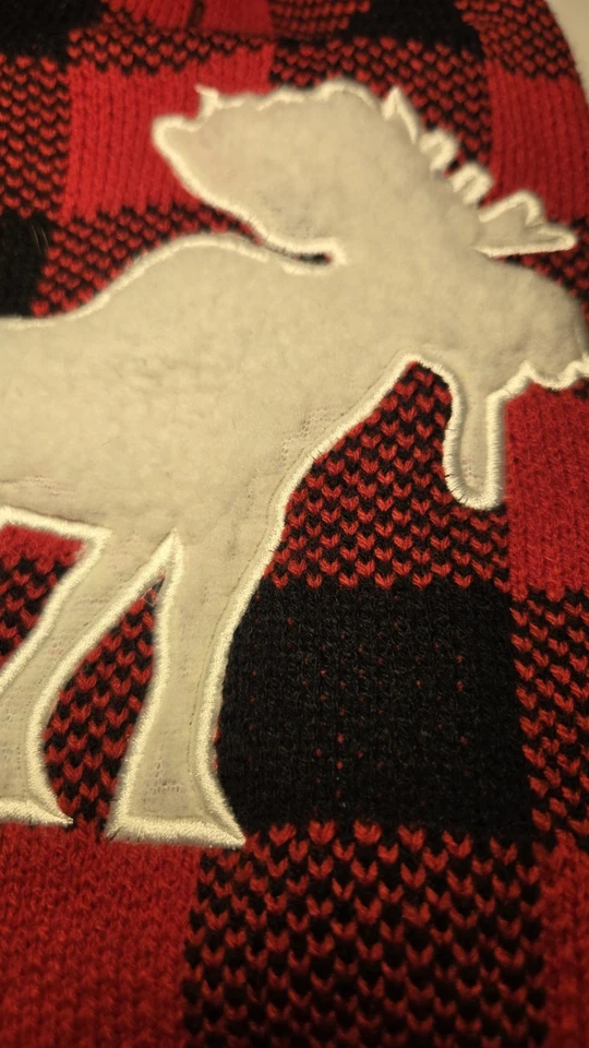 Frisco Plaid Moose Dog & Cat Sweater  Red, Black White Moose Silhouette Medium  - Image 4 of 4