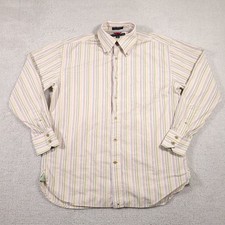 Tommy Hilfiger 80s 2 Ply Long Sleeve Button Down Shirt Mens Medium Striped