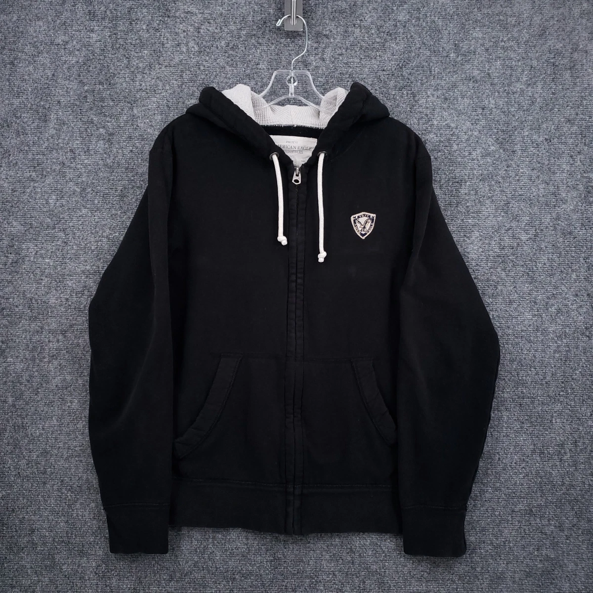 トップス Eagle Zip Up Hooded Sweatshirt Black American Eagle Outfitters Black Hoodies & Sweatshirts for Men for