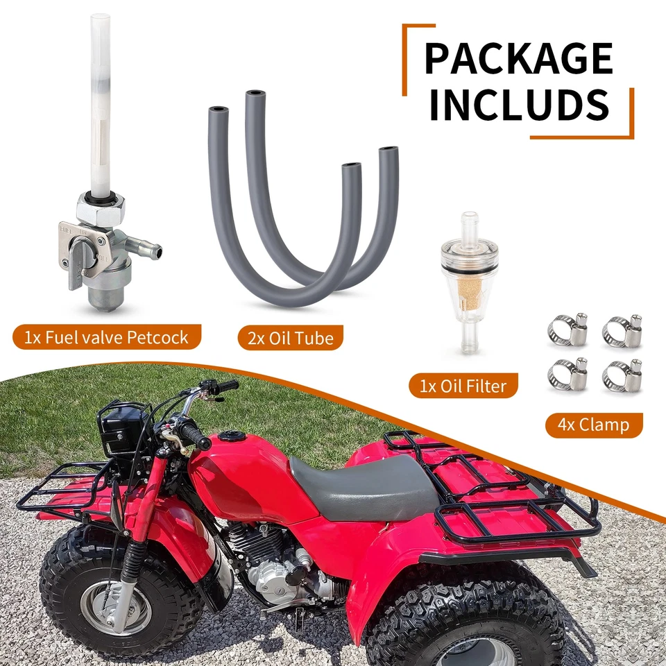 8mm Fuel Valve Petcock w/Oil Tube for Honda XR650L 1993-2023 / ATC350X 1985-1986 - Image 3 of 4