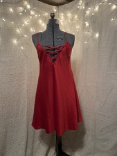 Vtg Frederick  s of Hollywood XL red satin strappy slip nightie babydoll Y2K