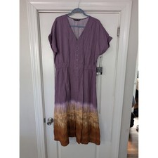 Simply Vera Wang Purple Ombre Gauze Button Front Midi Dress XXL NWTs resort