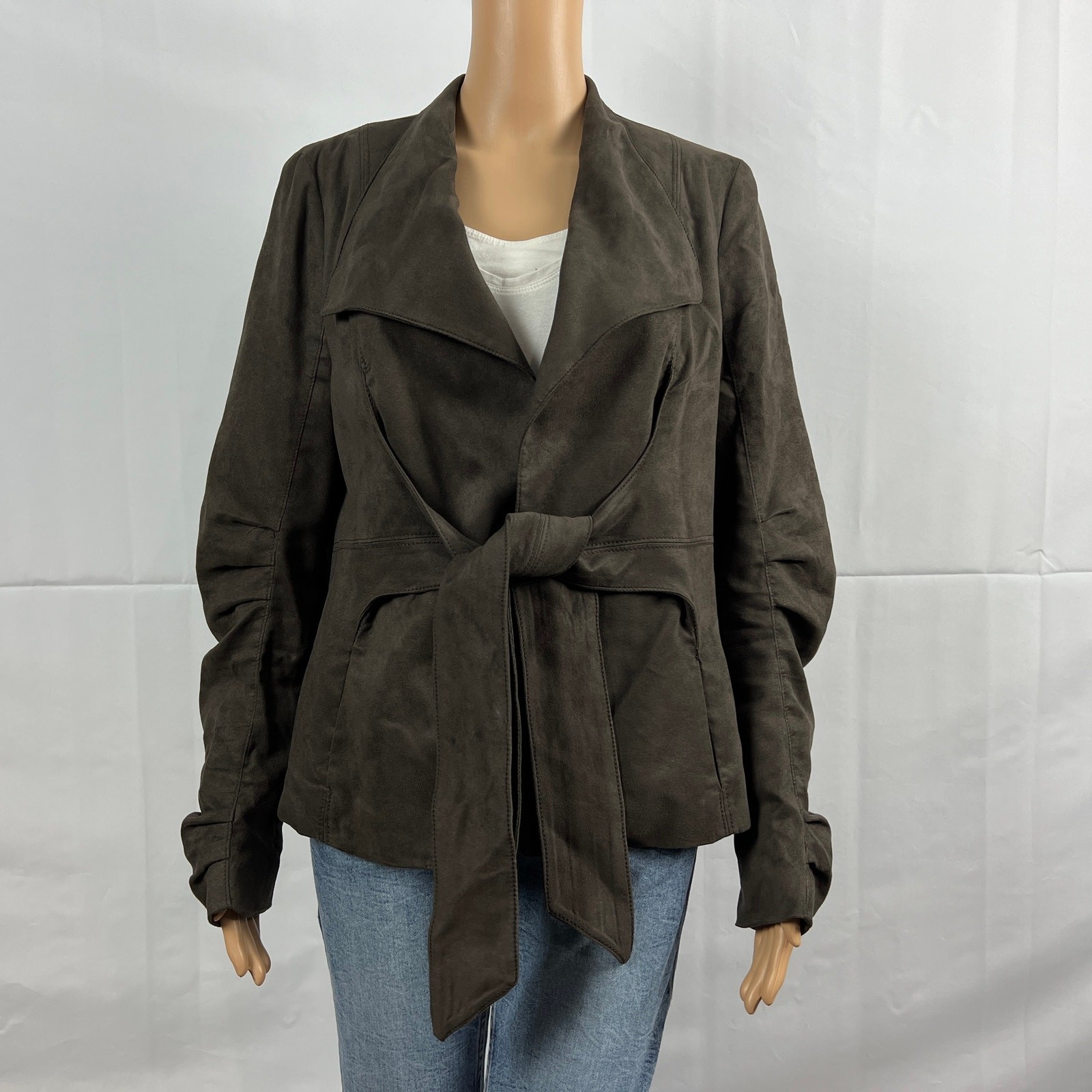 Zara Basic Womens LARGE Brown Microfiber Tie Open… - image 2