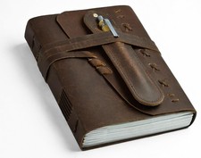 Small Leather Bound Journal with 290 Lined Pages Handmade Vintage Notebook