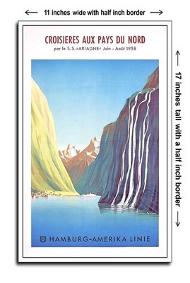 1958 Northern Country Cruises by SS Ariadne Hamburg Amerika Linie - 11x17 Poster