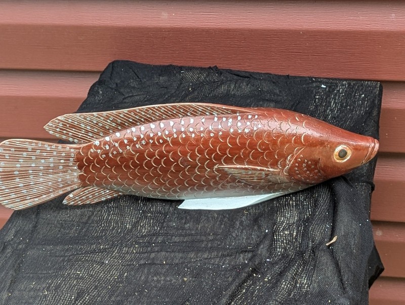 Decorative Wooden Fish Sculpture Ocean Nautical Decor 15.5" L