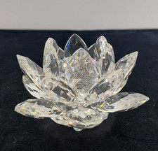 Swarovski Silver Crystal Water Lily Lotus Flower Candleholder Boxed 9.6cm