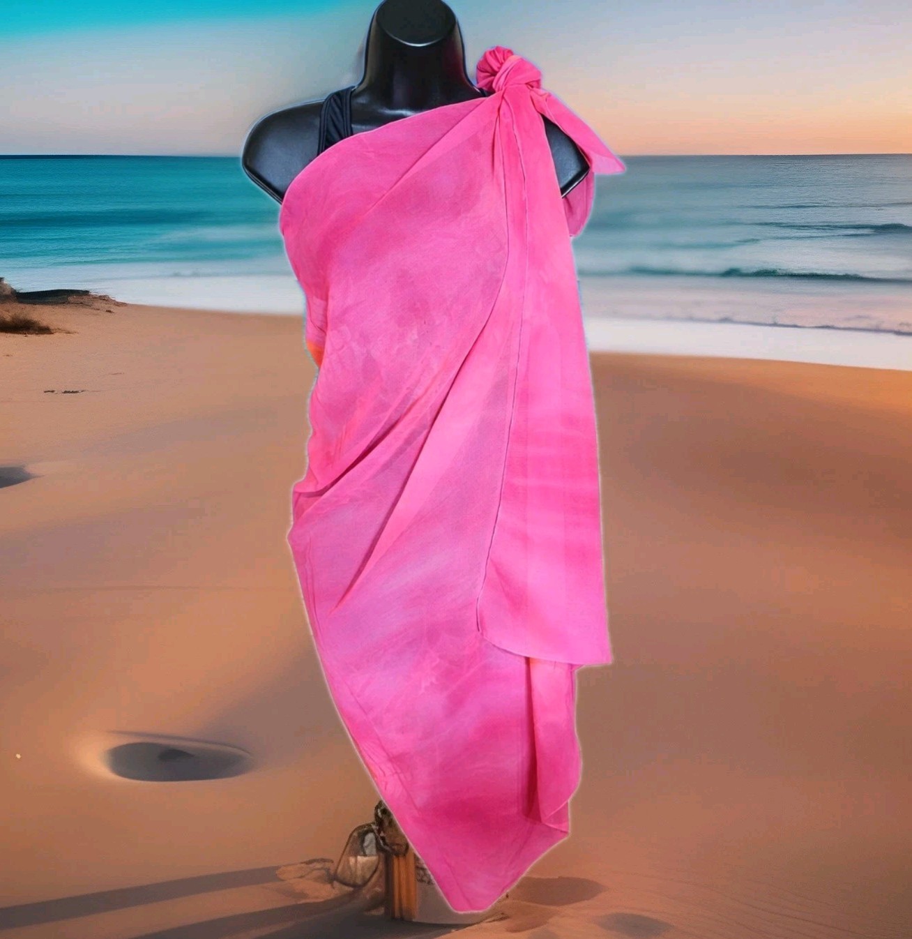 Pink Ombre Sarong Scarf Wrap Beach Swimsuit Cover Up Tropical Hawaiian READ