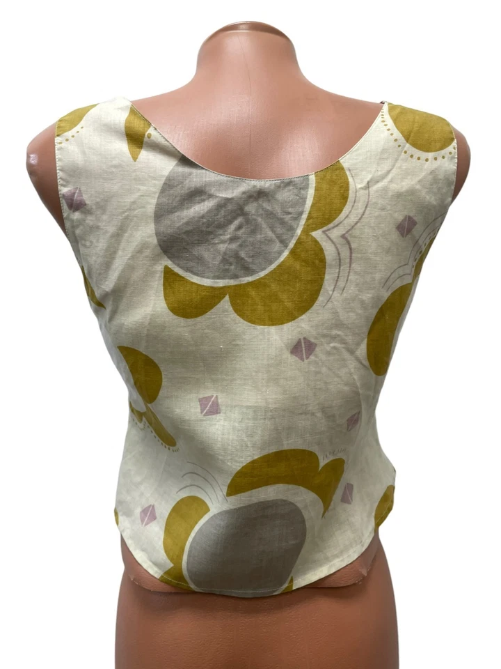 Colete GUDRUN SJODEN tamanho P/M 100% BAMBOO bege mostarda floral - Imagem 4 de 4