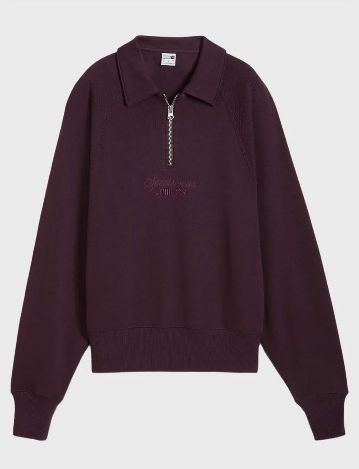 PUMA Purple Fleece Zip Collared Pullover Sweatshirt Men's M Long Sleeve