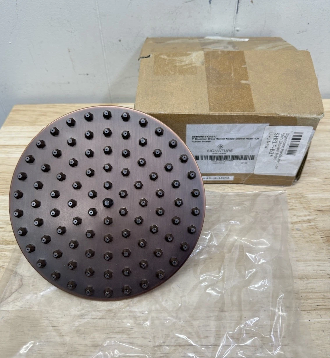 Signature Hardware 8" Bostonian Bronze Rainfall Shower Head, Oil Rubbed Bronze