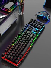 RGB Gaming Keyboard and Mouse Combo Wired USB LED Backlit for PC PS4 Xbox