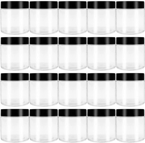 20 Wide Mouth Storage Jars 4oz Clear Plastic Slime Containers Round Refillable