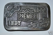Vintage INDY 500 Premier Industrial Corporation Racing Brass Belt Buckle NM