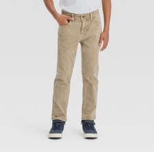 Cat Jack Boys' Tan Jeans Size 12 Straight Super Stretch 5-Pocket Pants