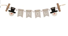 CWI Christmas Decor - Snow Snowman Tier Tray Mini Small Banner Garland Clip