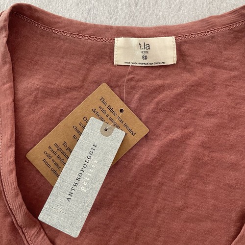 ANTHROPOLOGIE T.LA WOMEN'S DUSTY PINK SHORT SLEEVE DRESLA TEE DRESS Sz XS - Picture 5 of 7