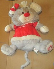 1988 Fisher Price PUFFALUMP Christmas MOUSE Plush 8034 Girl Mrs Clause Red Dress