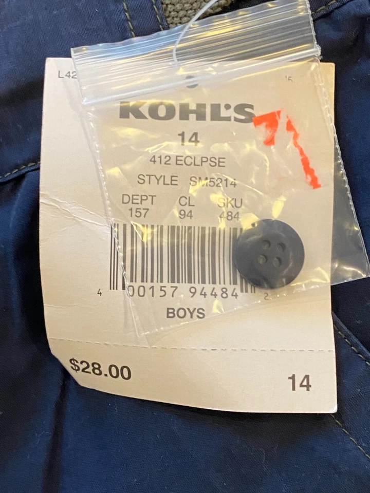 Винтажные шорты-карго Sonoma для мальчиков и детей размер 14 синие (8-15) - Изображение 4 из 4