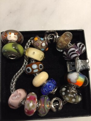 ORIGINAL TROLLBEAD Armband 12 Gläser 3 Silber plus zwei gratis