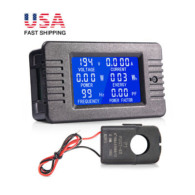 80-260V 100A AC Voltmeter Current Meter LCD Display Power Battery Monitor Panel