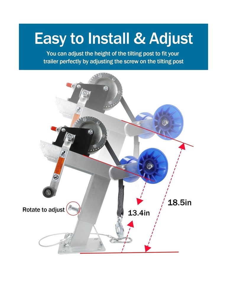 Adjustable Boat Trailer Winch Stand with Roller, Boat Trailer Winch