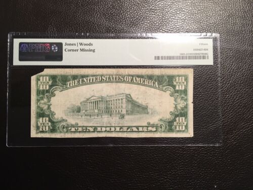 10.00 1929 national bank note Riegelsville PA PMG 15 corner missing only15 Small - Picture 2 of 2