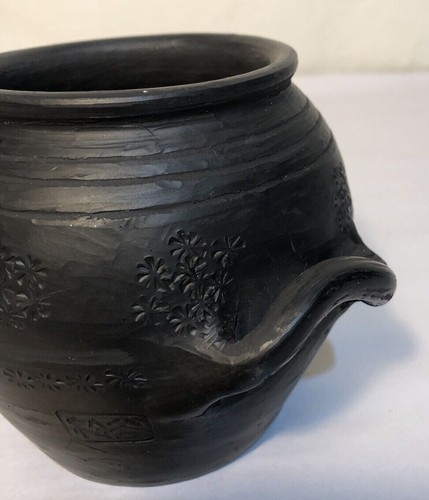 Studio Art Etched Pottery Black Pot Vintage - Picture 7 of 9