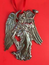 Reed & Barton silver angel  X mas Christmas ornament -angel playing horn