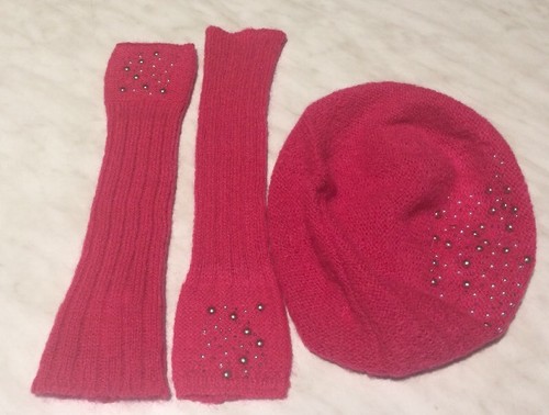 Miss Grant Completo Cappello Basco E Manicotti Fucsia | eBay
