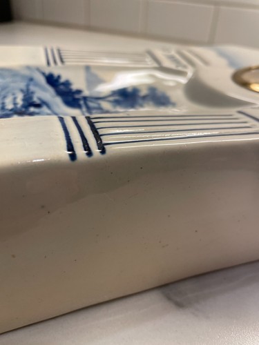 West Germany Porcelain Wind Up Clock M.W Mercedes Delft Motif Belgian Blue 417 - Picture 11 of 24