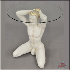 Beistelltisch Glastisch Couchtisch Kaffeetisch Erotik Glas Mann Modern Design