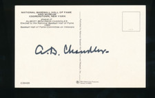 Happy Chandler Hall of Fame Plaque Postcard signed auto autograph on back