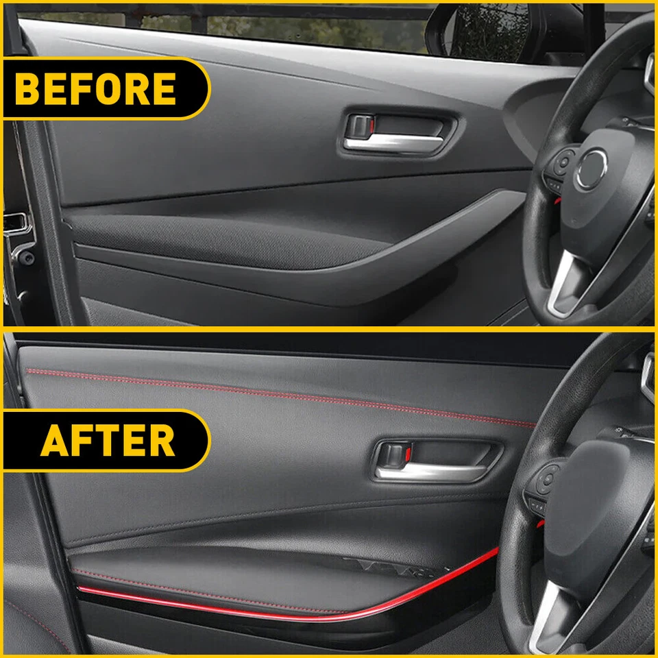 Línea de decoración de salpicadero de coche de cuero PU de 2M tira adhesiva accesorios moldura Foto 4 de 4