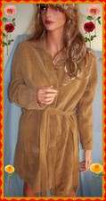 M Beige Gold Women Sweater Long Sleeve Cardigan Casual Long Jacket Coat Outwear