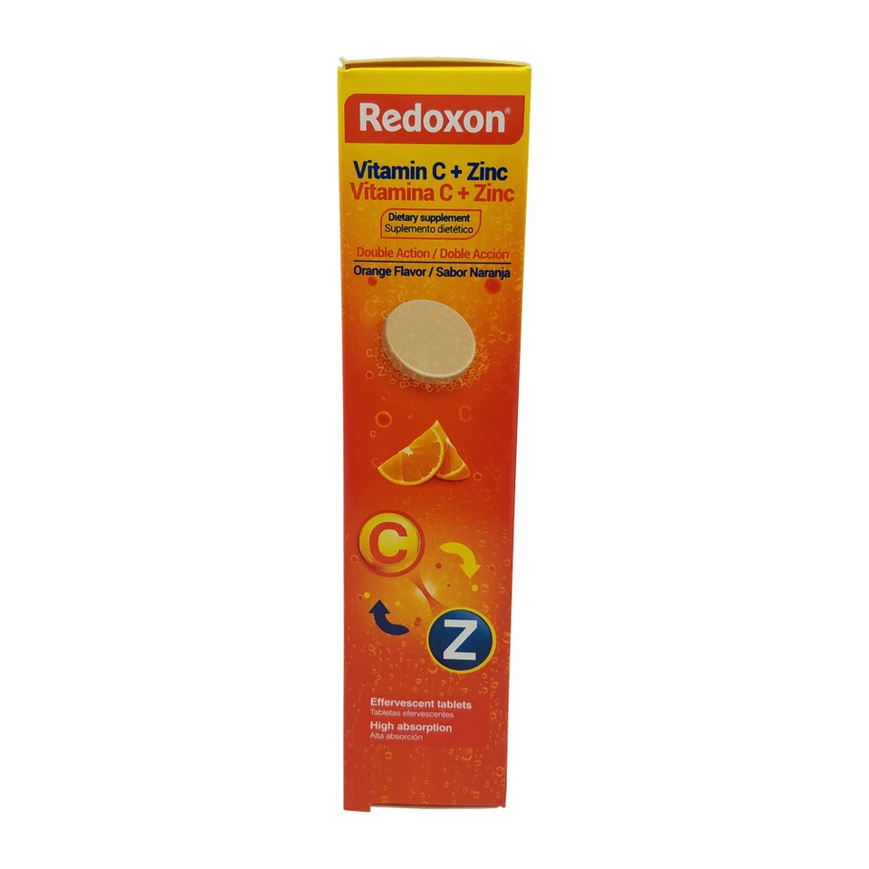 Vitamina C Redoxon con zinc. Apoyo inmunológico. Naranja. 20 pestañas. 2,82 oz. Pack de 6 Foto 4 de 4
